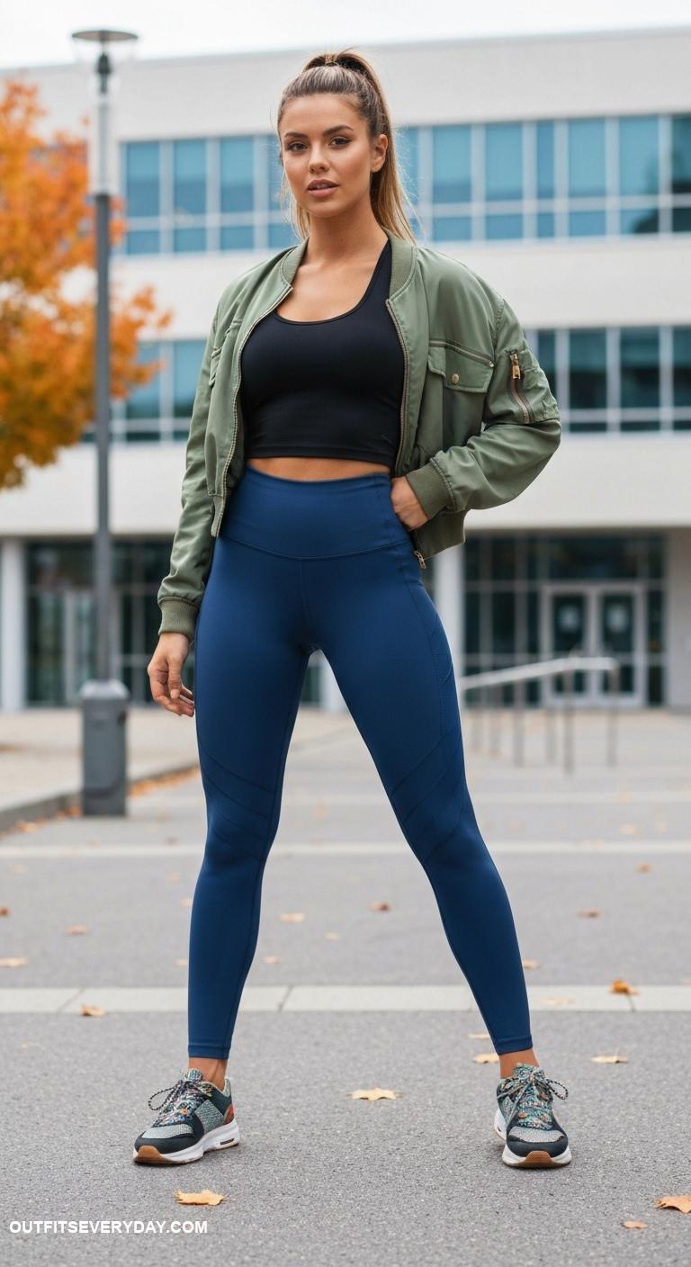 back to school outfits Athletic wear with stylish jacket