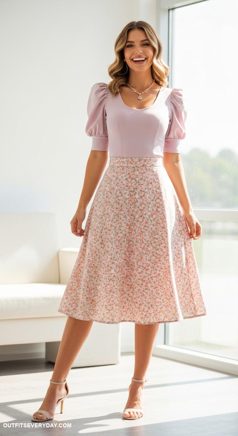 dress to impress outfits Chic midi skirt with fitted blouse