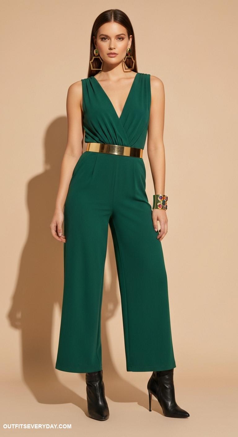 dress to impress outfits Jumpsuit with bold accessories