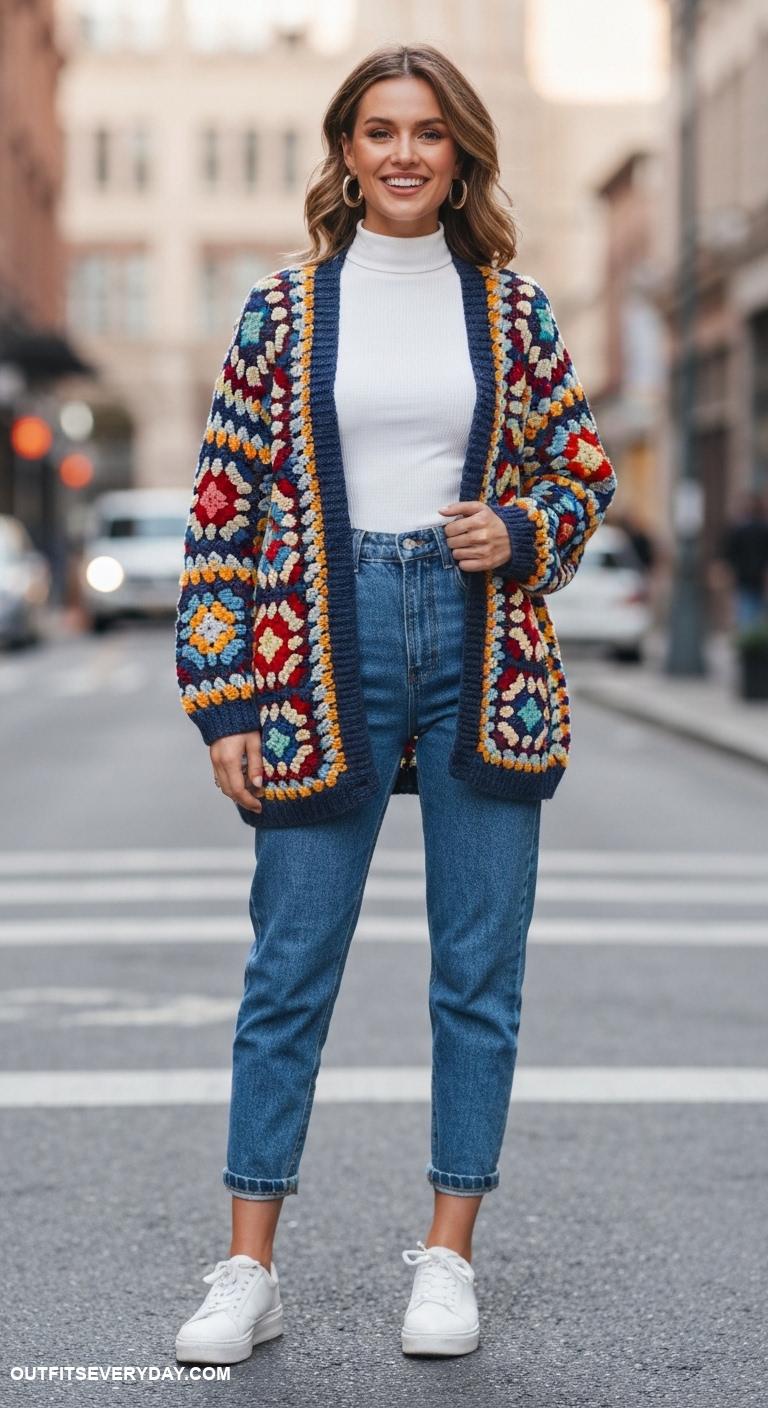 cardigan crochet Classic granny square cardigan for a retro vibe with contemporary flair